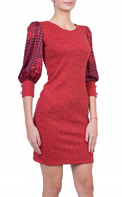 Knitted Ladies Dress in Red R 6295 RED / 2020