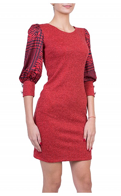 Knitted Ladies Dress in Red R 6295 RED / 2020