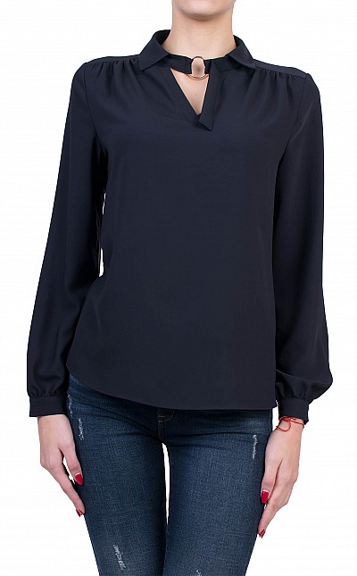 Black Ladies Blouse with Long Sleeve B 50727 / 2020