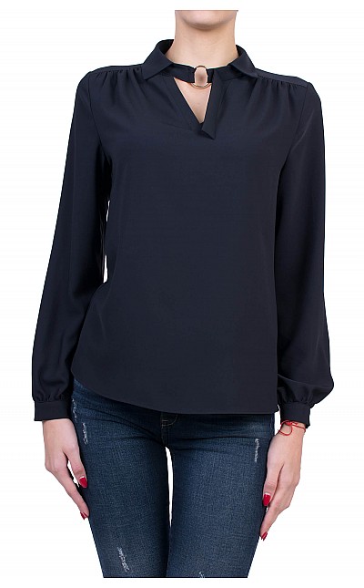 Black Ladies Blouse with Long Sleeve B 50727 / 2020