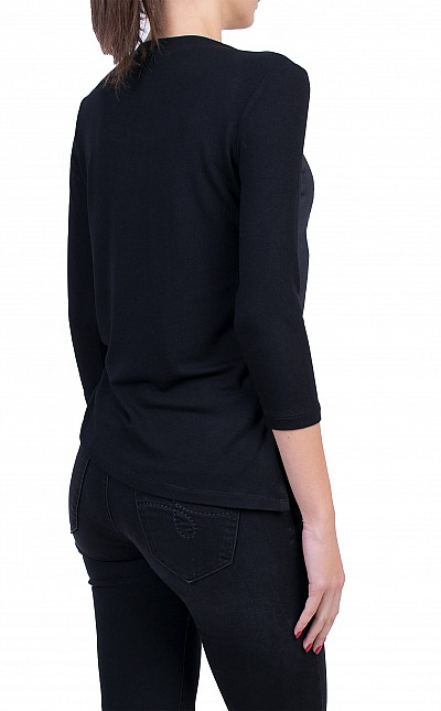 Knitted Women's Blouse with Stamp B 50728 BLACK / 2020