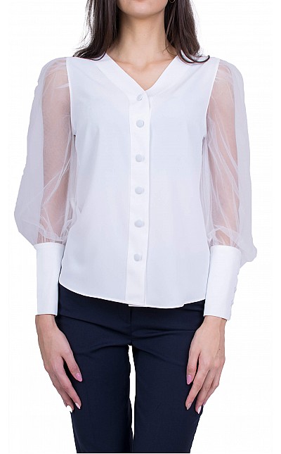 Ladies Long Sleeve Formal Blouse B 50822 WHITE / 2020