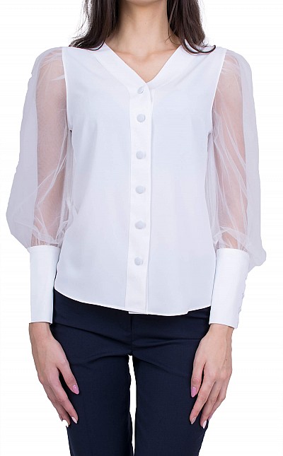 Ladies Long Sleeve Formal Blouse B 50822 WHITE / 2020