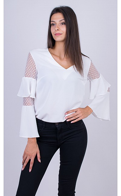 Women's Blouse White with Long Sleeves B 20322 / 2020