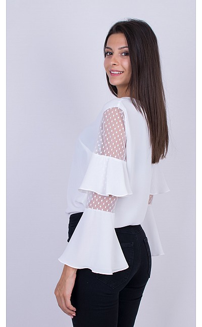 Women's Blouse White with Long Sleeves B 20322 / 2020