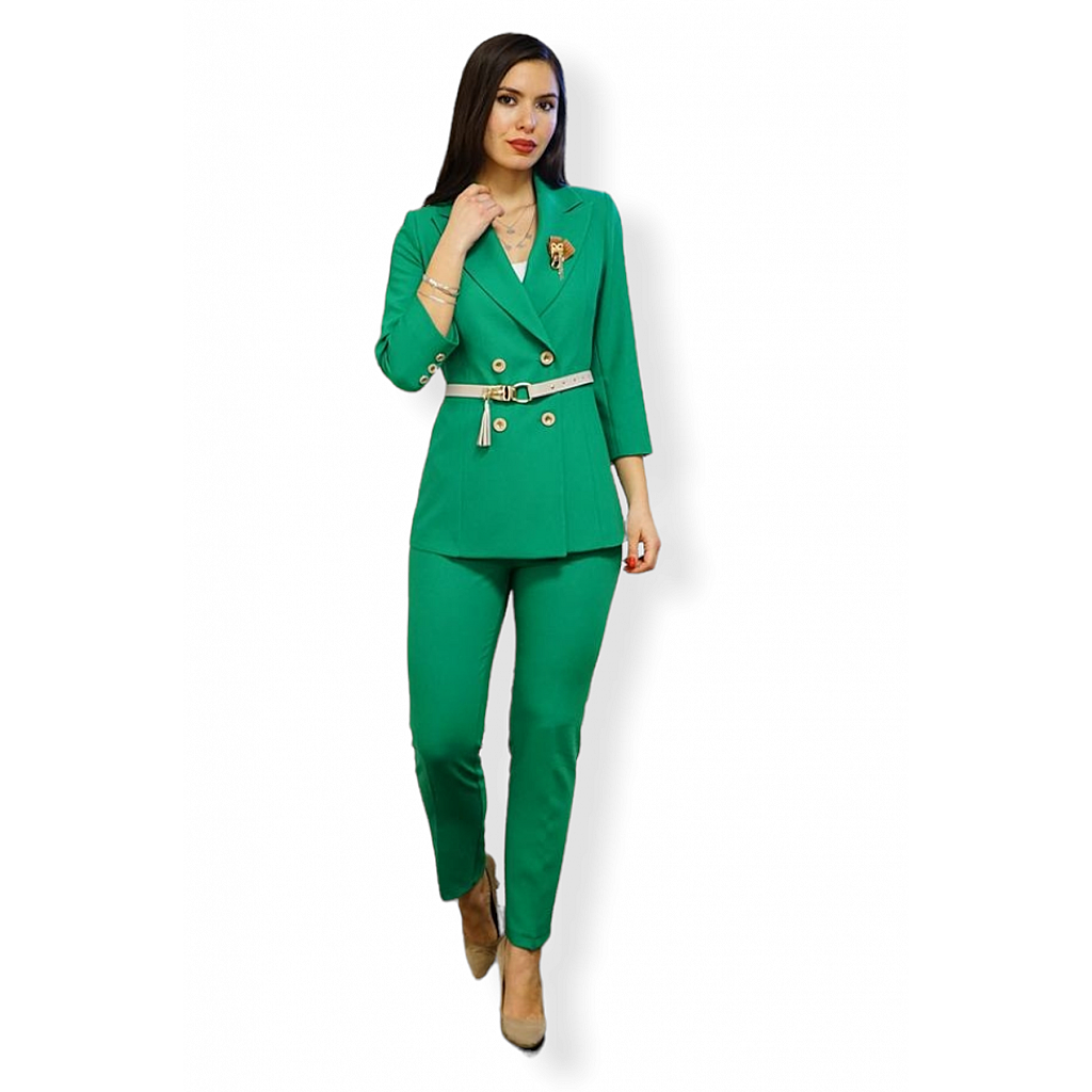 Green Women's Suit Jacket with Pants | E-Sofia