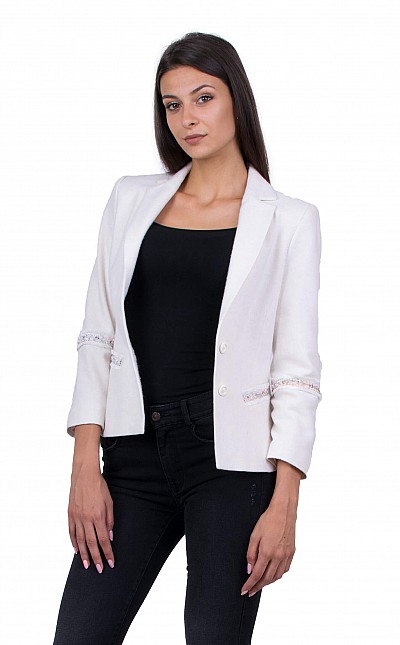 White Women's Jacket with Long Sleeve 19519 / 2020