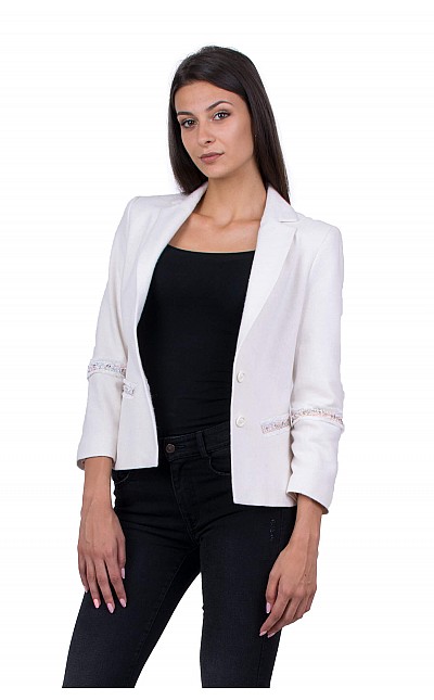 White Women's Jacket with Long Sleeve 19519 / 2020