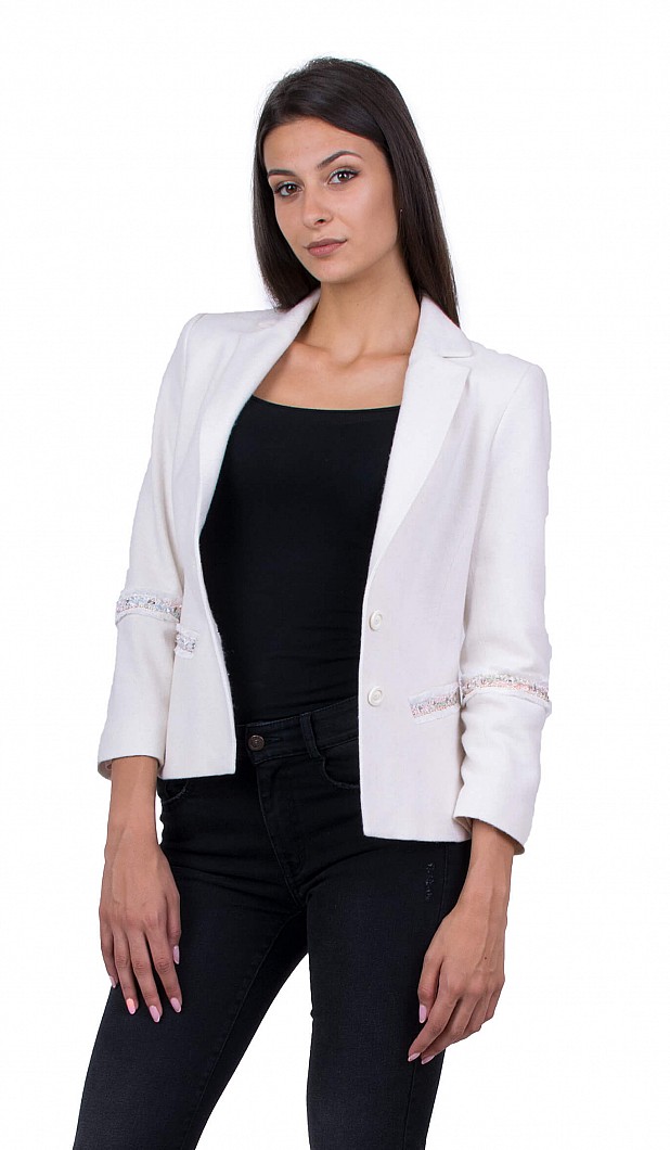 White Women's Jacket with Long Sleeve 19519 / 2020