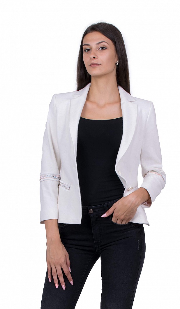 White Women's Jacket with Long Sleeve 19519 / 2020