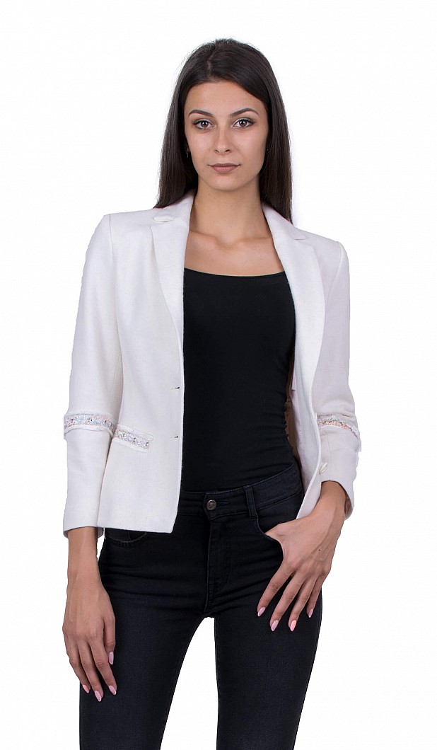 White Women's Jacket with Long Sleeve 19519 / 2020