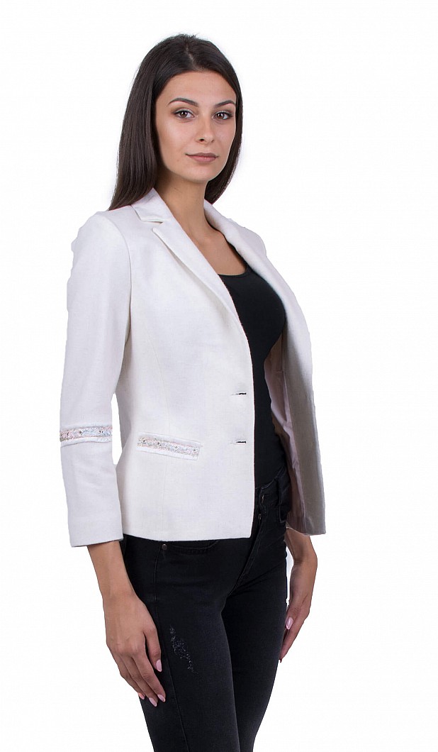 White Women's Jacket with Long Sleeve 19519 / 2020