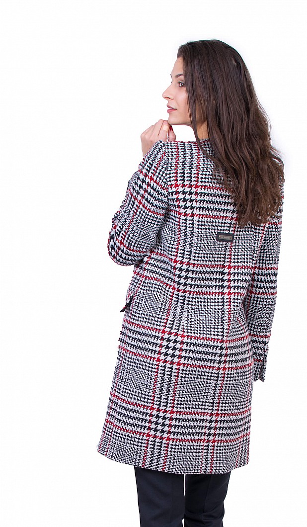 Women's Wool Coat with Quilted Lining J 19546 RED