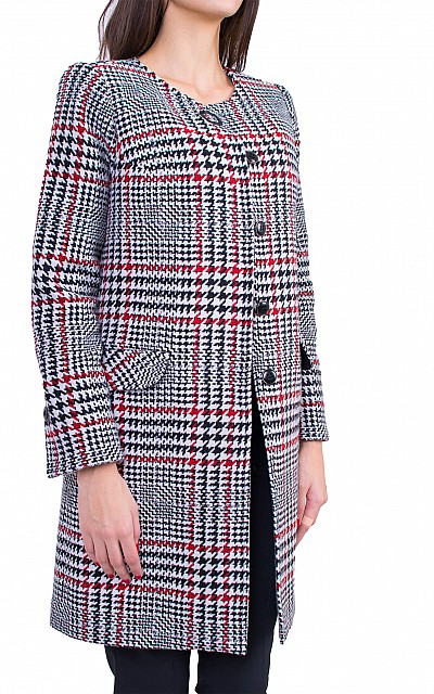 Women's Wool Coat with Quilted Lining J 19546 RED