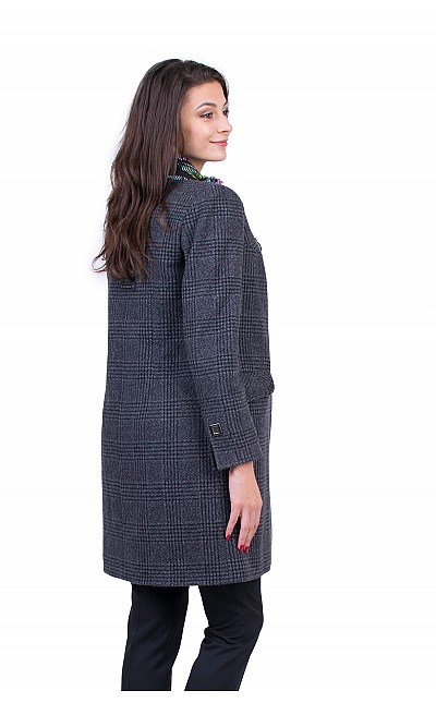 Women's Gray Wool Coat with Quilted Lining J 19548