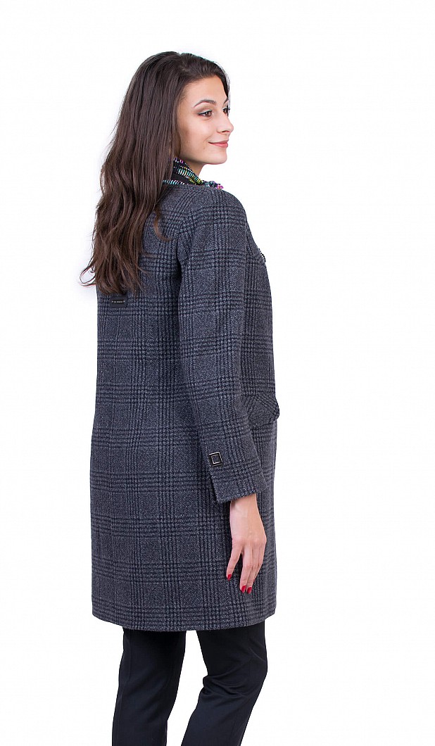 Women's Gray Wool Coat with Quilted Lining J 19548