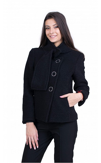 Women's Black Wool Coat J 19565 BLACK