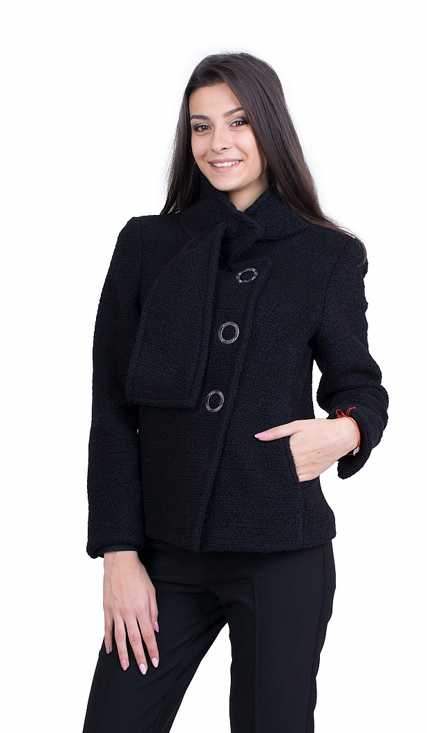Women's Black Wool Coat J 19565 BLACK