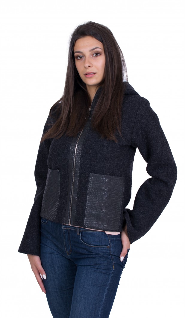 Black Women's Woolen Jacket 20507 / 2021 Black Women's Woolen Jacket 20507 / 2021