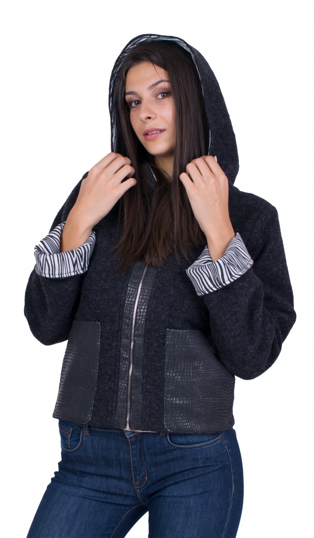 Black Women's Woolen Jacket 20507 / 2021 Black Women's Woolen Jacket 20507 / 2021