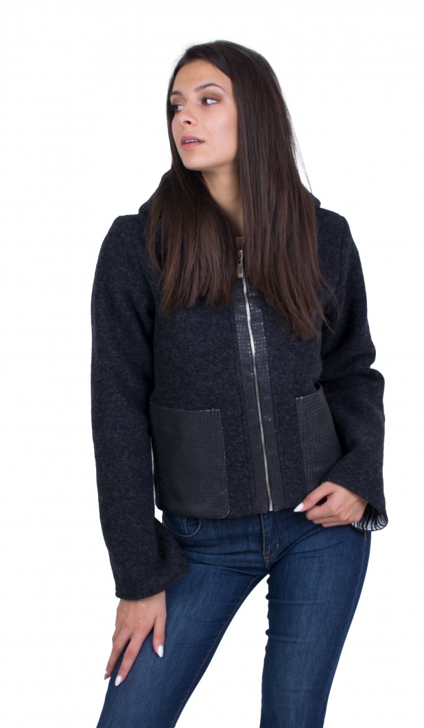 Black Women's Woolen Jacket 20507 / 2021 Black Women's Woolen Jacket 20507 / 2021