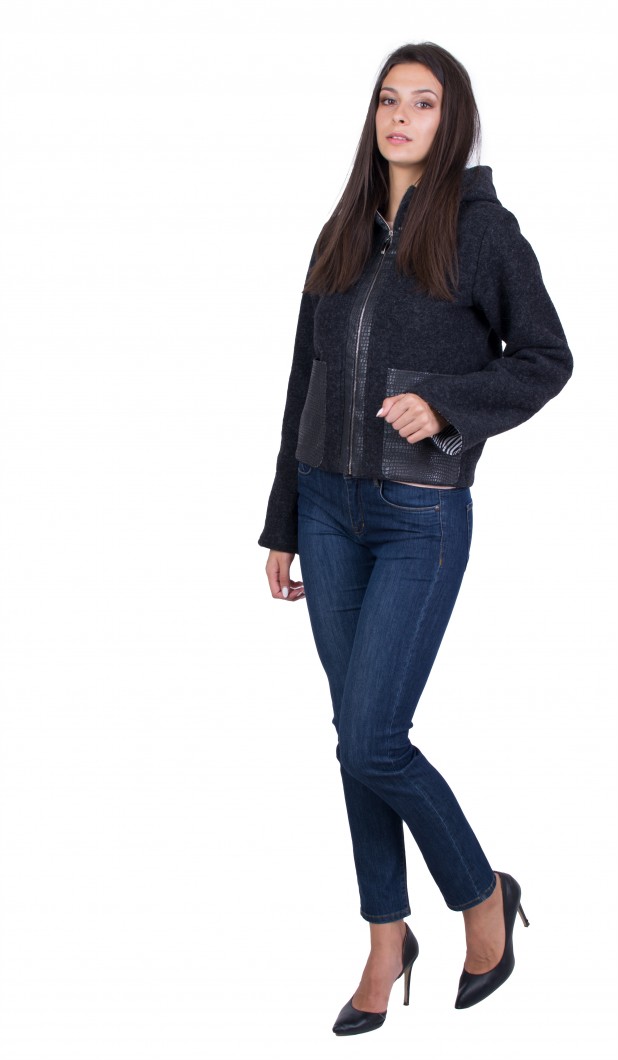 Black Women's Woolen Jacket 20507 / 2021 Black Women's Woolen Jacket 20507 / 2021