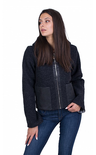 Black Women's Woolen Jacket 20507 / 2021