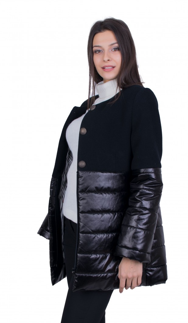 Women's Black Woolen Jacket J 20537 / 2021 Women's Black Woolen Jacket J 20537 / 2021