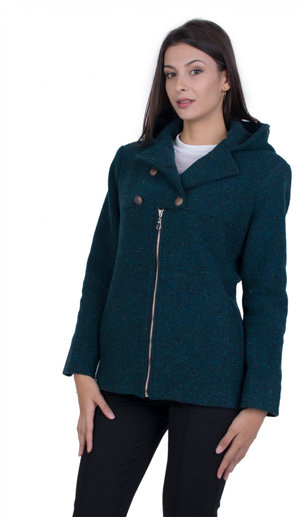 Woolen Women's Green Short Coat 21522 / 2022