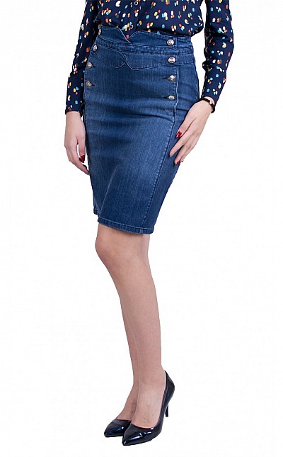 Straight Denim Skirt 18101