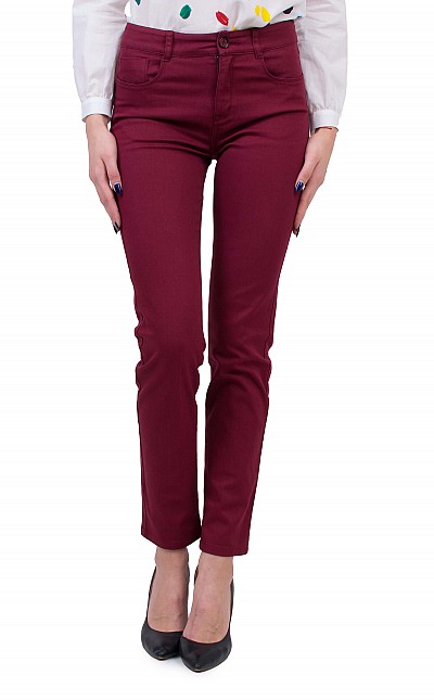 Women's Cotton Pants Bordeaux 19574 Clared / 2020