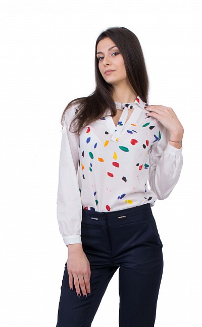 Women's White Shirt with Long Sleeves B 20157 / 2020