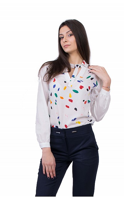 Women's White Shirt with Long Sleeves B 20157 / 2020