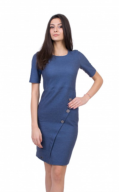 Elegant Blue Dress with Short Sleeves R 20143 / 2020