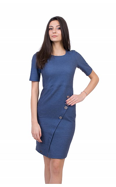 Elegant Blue Dress with Short Sleeves R 20143 / 2020