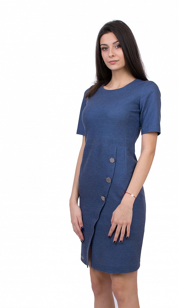 Elegant Blue Dress with Short Sleeves R 20143 / 2020