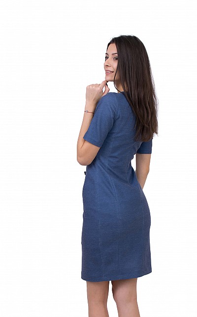 Elegant Blue Dress with Short Sleeves R 20143 / 2020