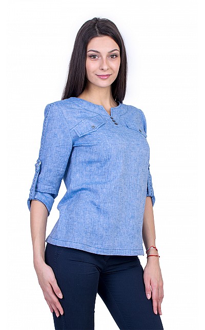 Light Blue Women's Blouse with Long Sleeves 21136 / 2021