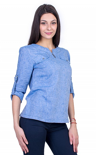 Light Blue Women's Blouse with Long Sleeves 21136 / 2021