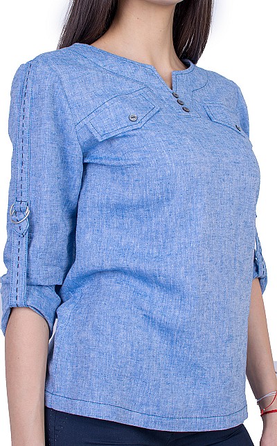 Light Blue Women's Blouse with Long Sleeves 21136 / 2021