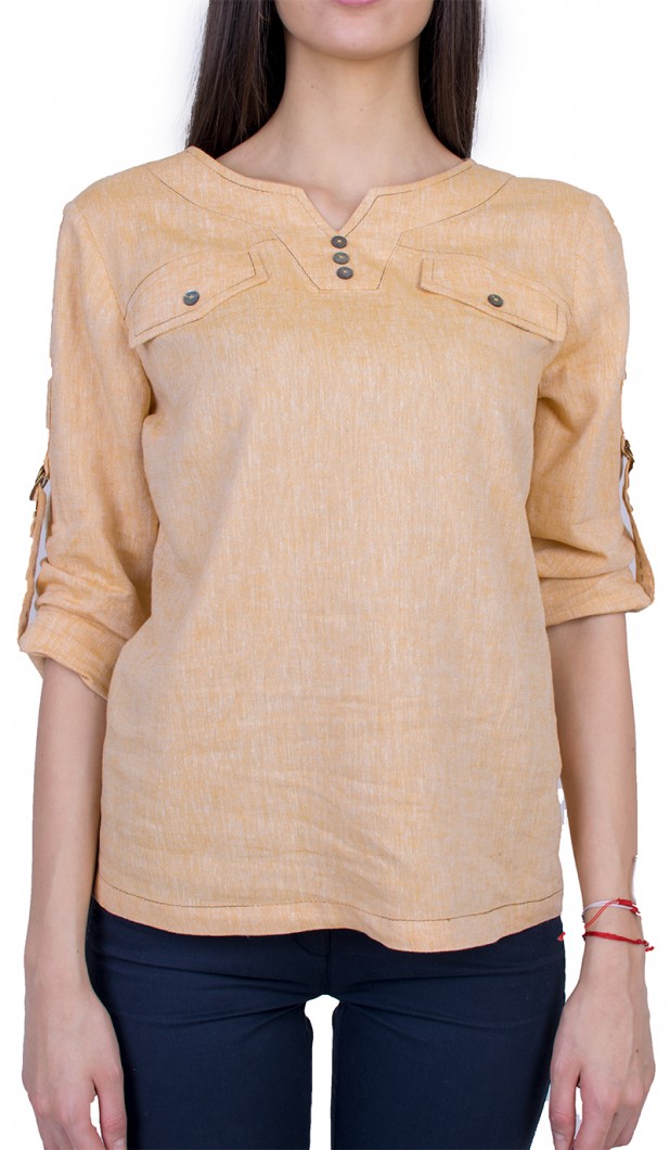 Women's Blouse Yellow with Long Sleeves 21137 / 2021 Women's Blouse Yellow with Long Sleeves 21137 / 2021