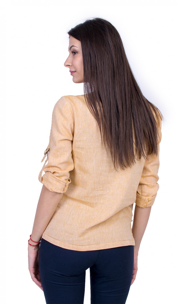 Women's Blouse Yellow with Long Sleeves 21137 / 2021 Women's Blouse Yellow with Long Sleeves 21137 / 2021