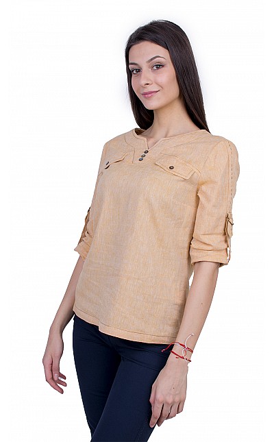 Women's Blouse Yellow with Long Sleeves 21137 / 2021