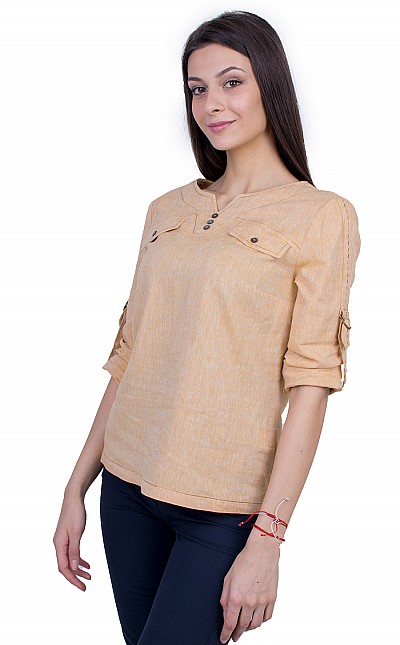 Women's Blouse Yellow with Long Sleeves 21137 / 2021