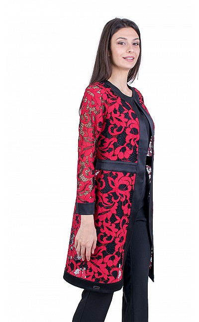 Red Women's Coat from Lace 21149 / 2021