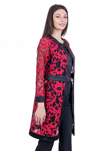 Red Women's Coat from Lace 21149 / 2021