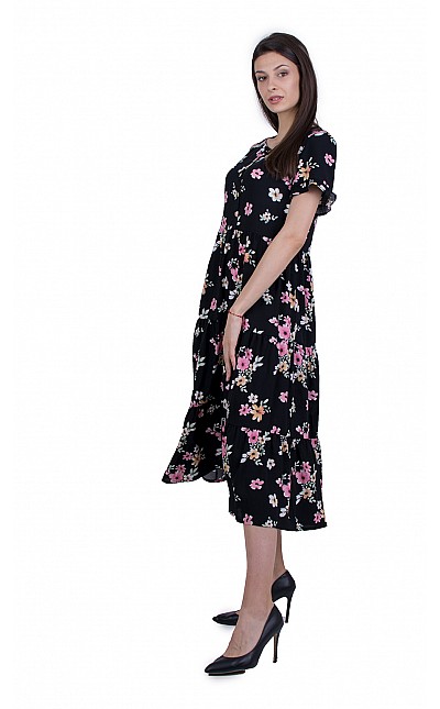 Black Flower Dress with Free Silhouette