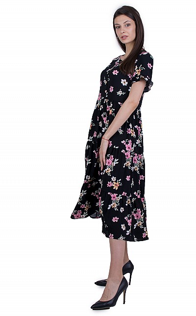 Black Flower Dress with Free Silhouette