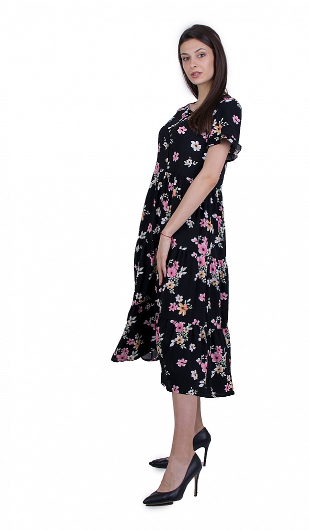 Black Flower Dress with Free Silhouette