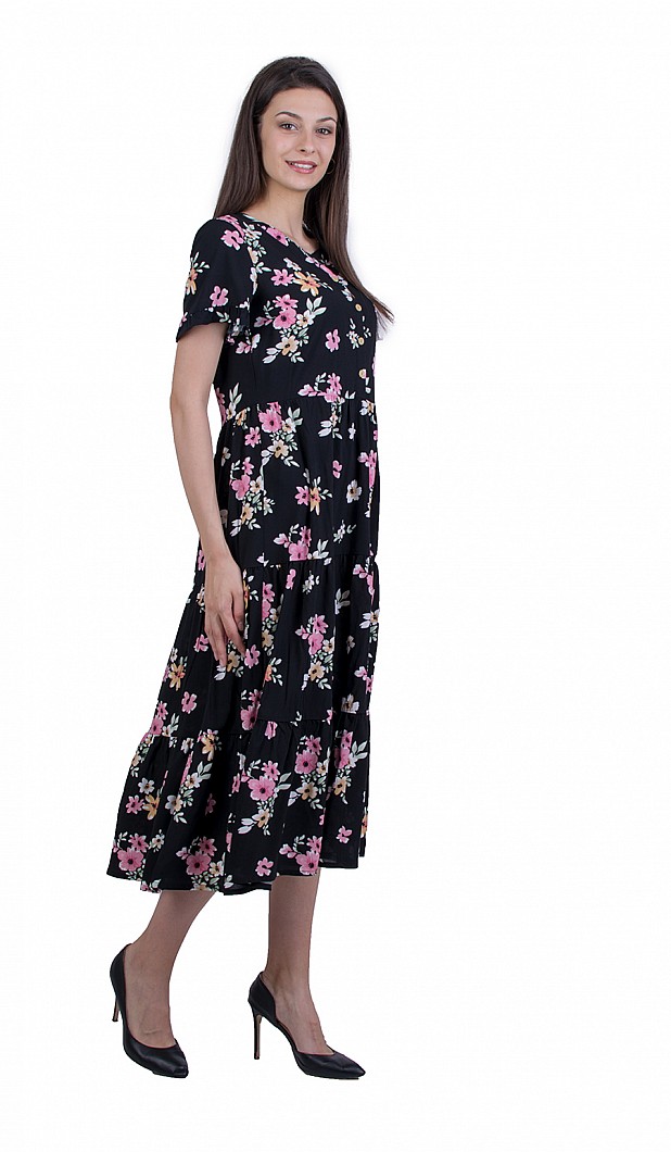 Black Flower Dress with Free Silhouette